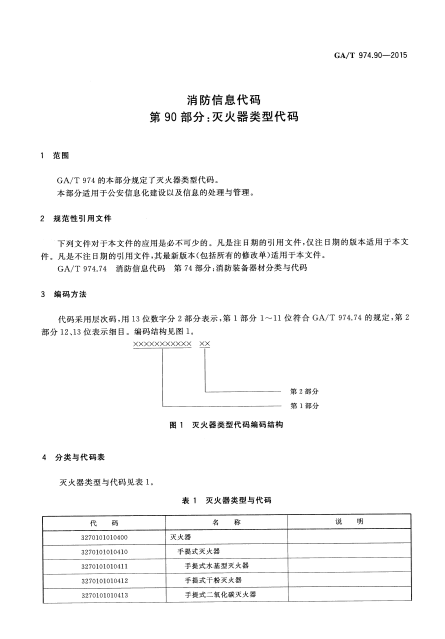 GAT974.90-2015消防信息代码第90部分灭火器类型代码 1