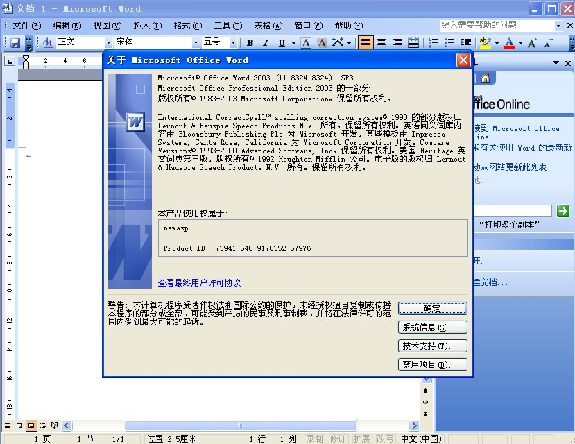 Microsoft Office 2003四合一免费版 简体中文版0