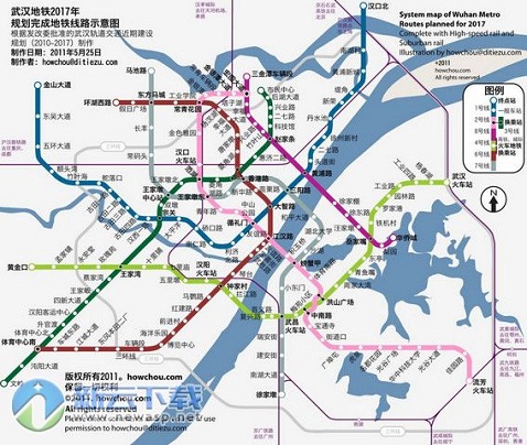 武汉地铁线路图规划图2017最新版本是武汉地铁1到13号线的所有规划图