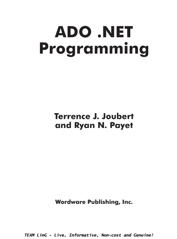 ADO.NET Programming(PDF) 0