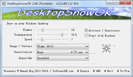 DesktopSnowOK(桌面雪花小程序) 截图0