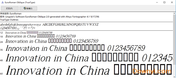 euroroman英文斜体字体 最新版1