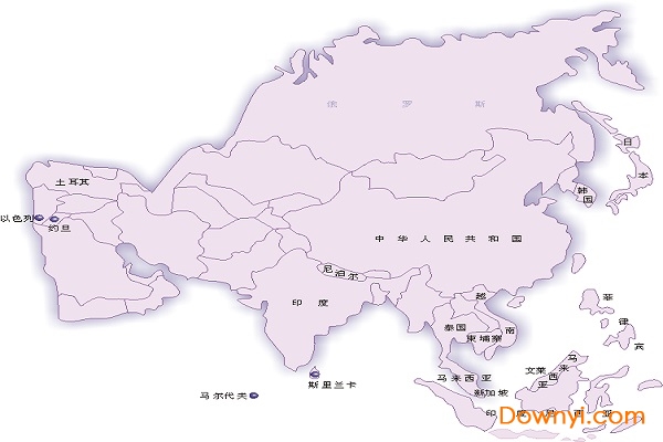 亚洲主要国家示意图 高清免费版0