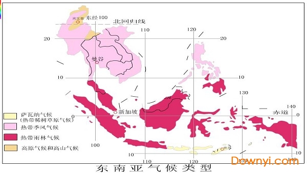 东南亚气候类型分布图 高清免费版0