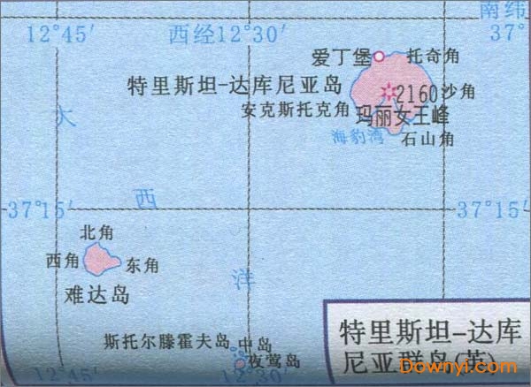 特里斯坦达库尼亚群岛旅游地图