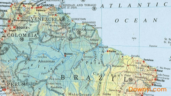 南美洲地图高清英文版 免费版0