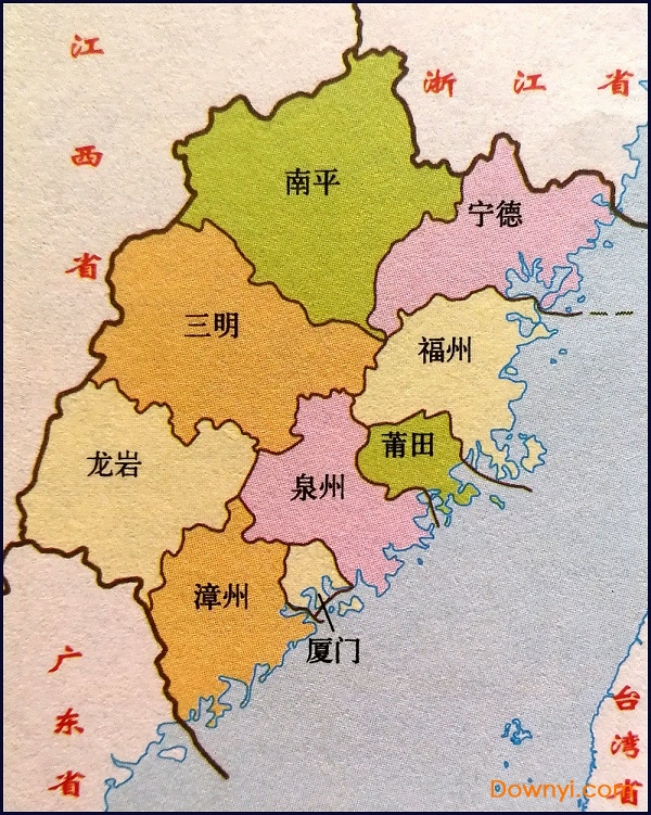 福建省城市分布简图