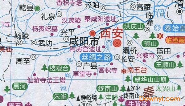 陕西省旅游地图高清版 最新版0