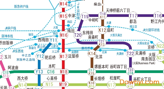 日本大阪地铁线路图 高清版0