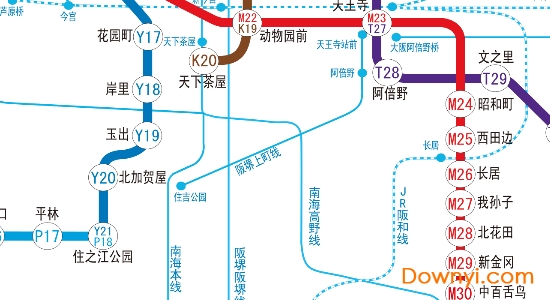 日本大阪地铁线路图 高清版1