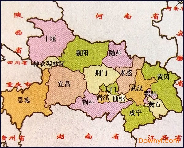 湖北地图简图