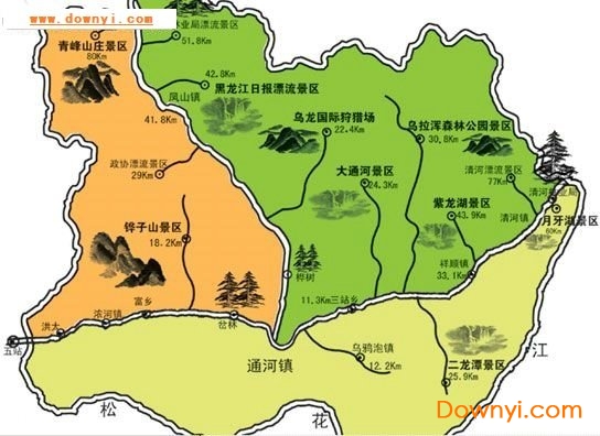 通河县景点分布图 1