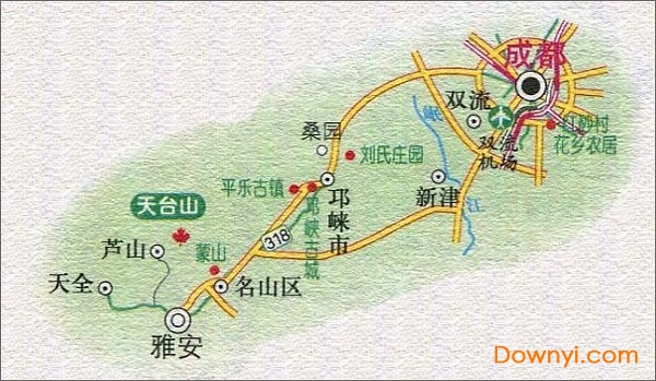 成都至天台山旅游路线图 截图1