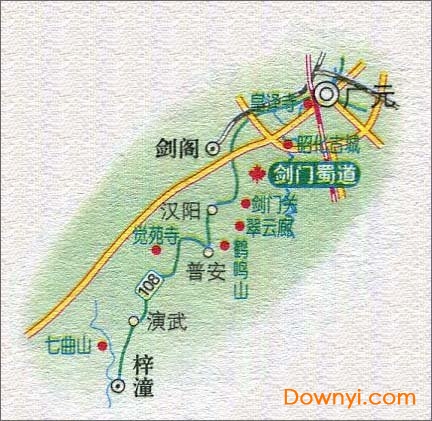 广元至七曲山旅游路线图 截图1