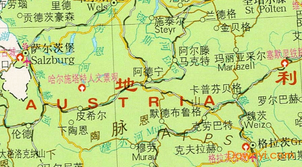 奥地利地图高清中文版 0