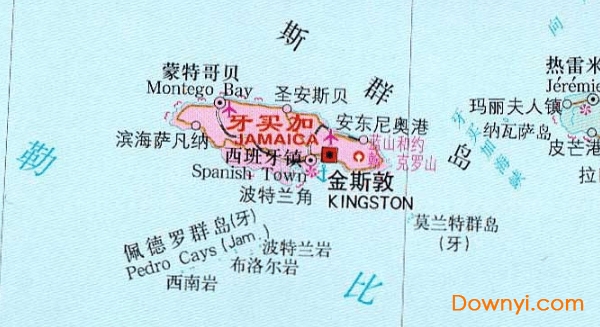 牙买加地图高清中文版 0