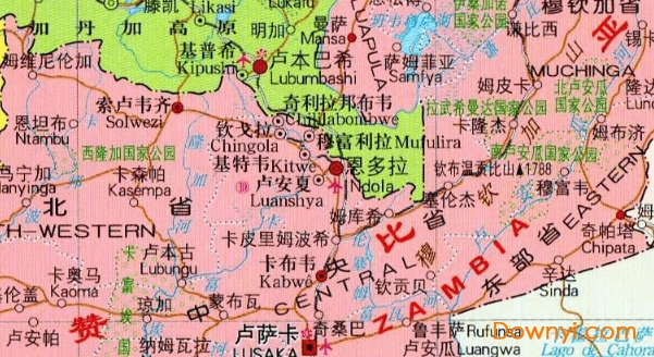 赞比亚地图中文版 0