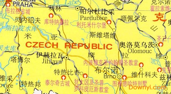 捷克地图中文版全图 1