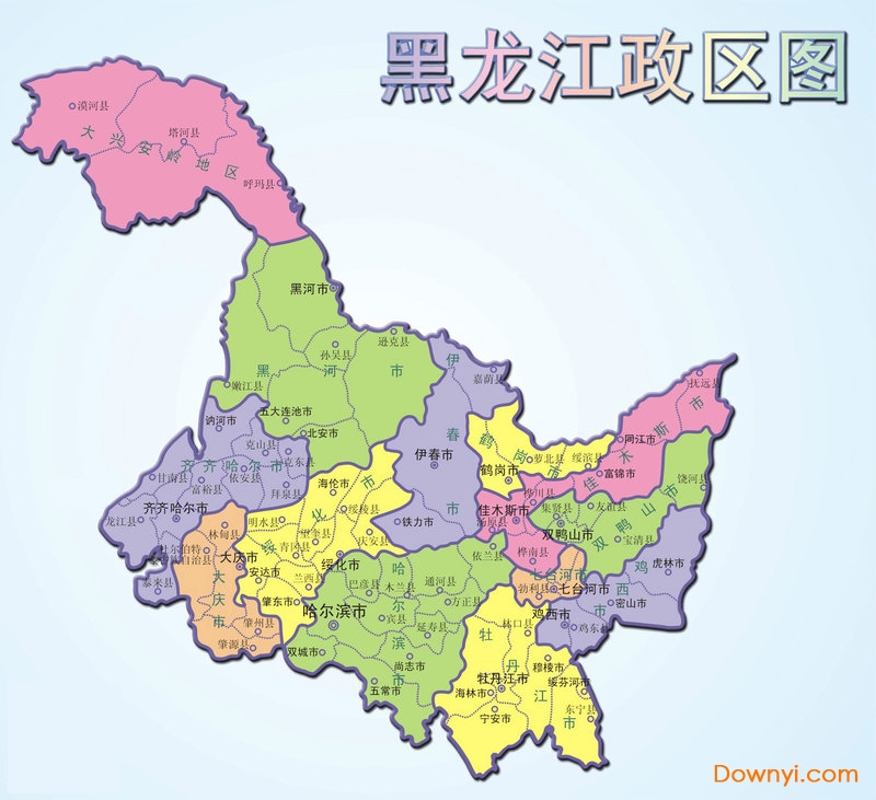 黑龙江行政区域地图 简图版1