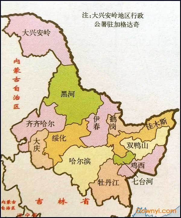 黑龙江地图简图版 1