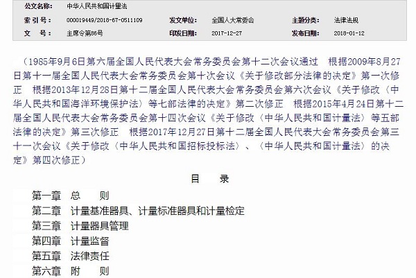 中华人民共和国计量法最新版2018 截图0