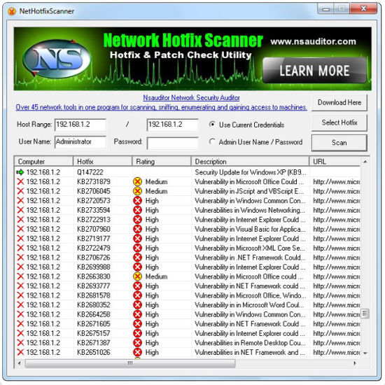 nethotfixscanner(局域网系统安全补丁扫描) 截图2