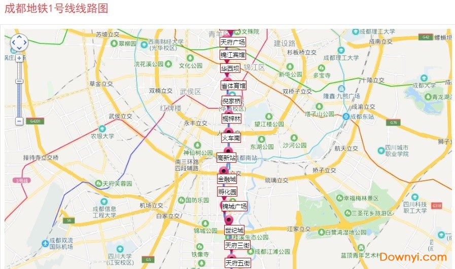 成都地铁1号线站点图高清版