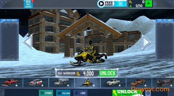 冬季滑雪场雪地车模拟驾驶无限金币版(snow driver:winter ski park) 截图1