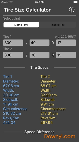 轮胎尺寸计算器中文版(tire size calculator) v1.1.0 安卓版1