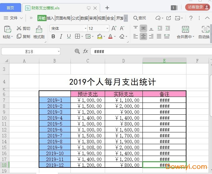 财务支出报表表格模板