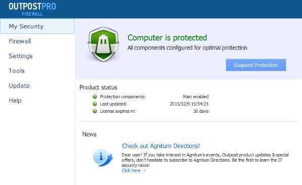 agnitum outpost firewall电脑版