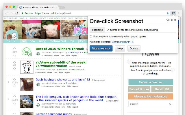one click screenshot插件