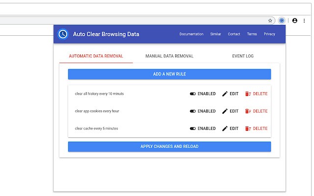 Auto Clear Browsing Data自动清除浏览数据插件 截图0